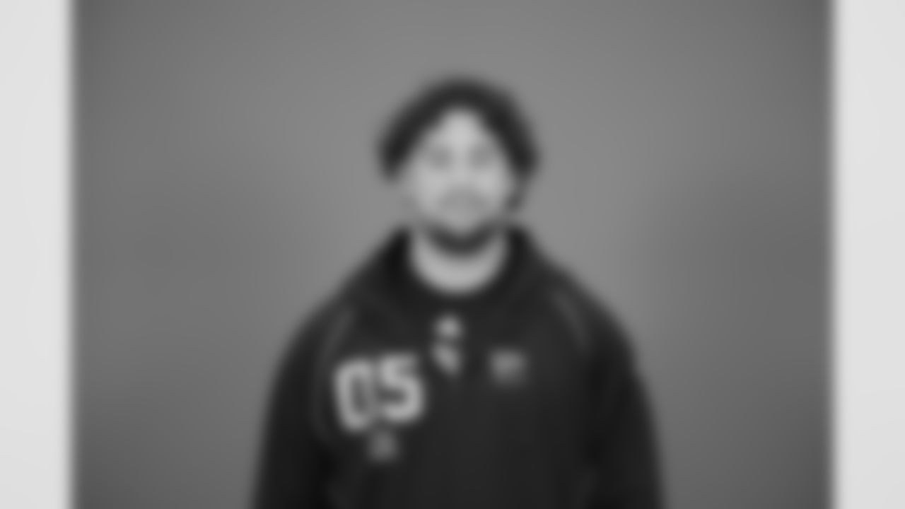 Texas A&M offensive lineman Chase Bisontis (05) poses for a portrait at the NFL football scouting combine in Indianapolis, Thursday, Feb. 26, 2026 (AJ Mast/AP Content Services for the NFL)