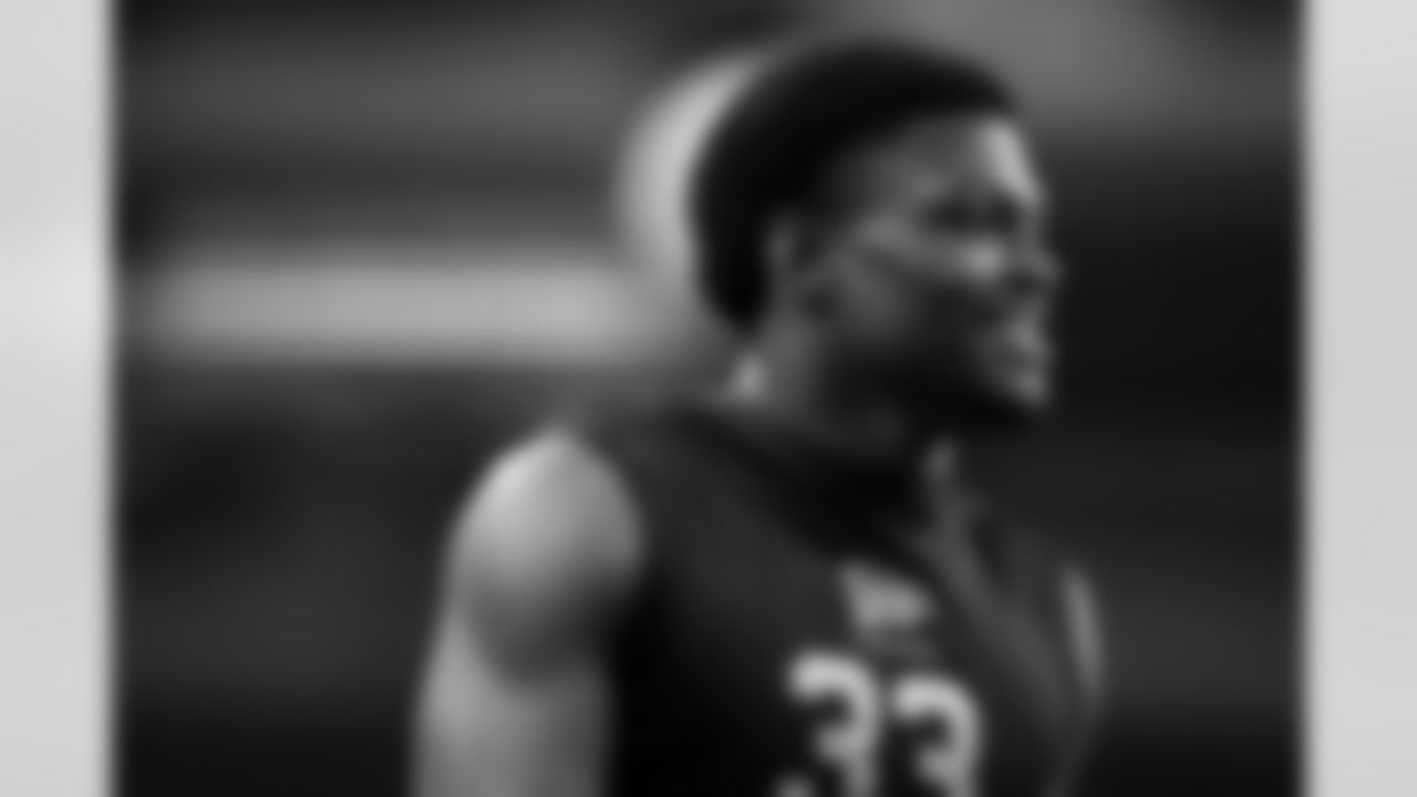 TCU defensive back Bud Clark (33) participates in a drill during the 2026 NFL Scouting Combine on Friday, February 27, 2026 in Indianapolis, Indiana. (Cooper Neill/NFL)