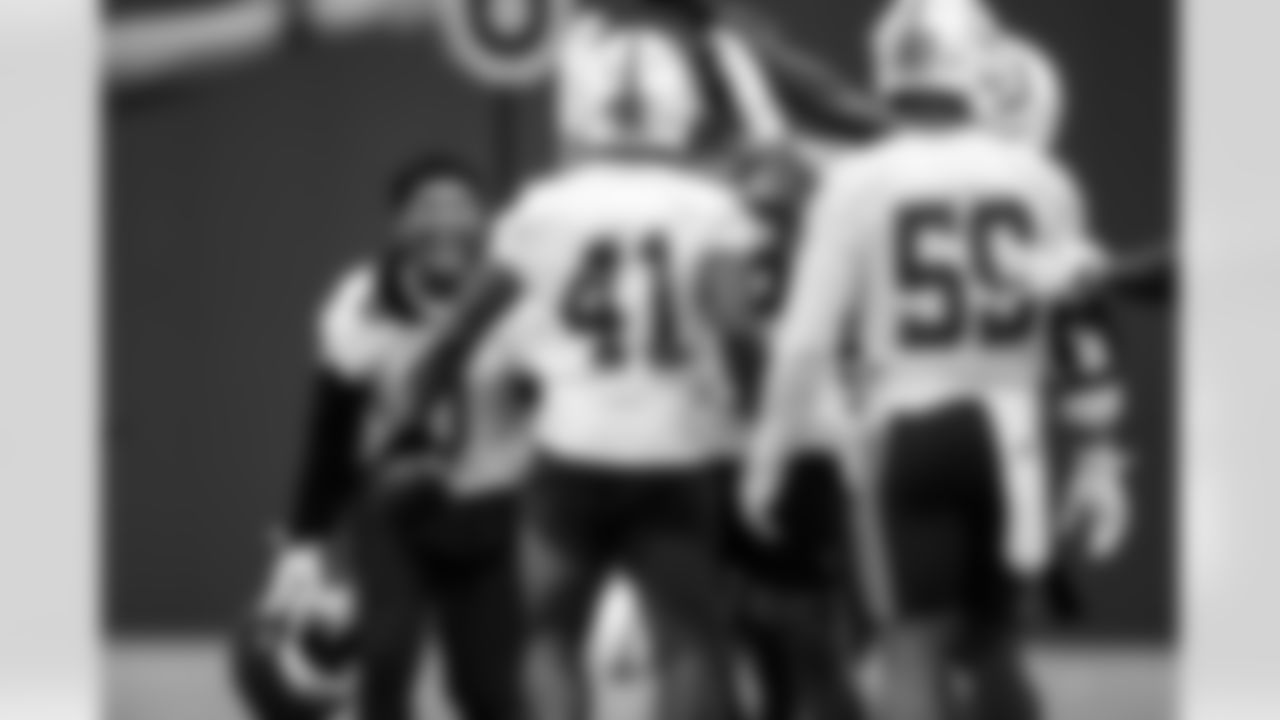 S Camryn Bynum #0, S Trey Washington #41 and LB Cameron McGrone #59
