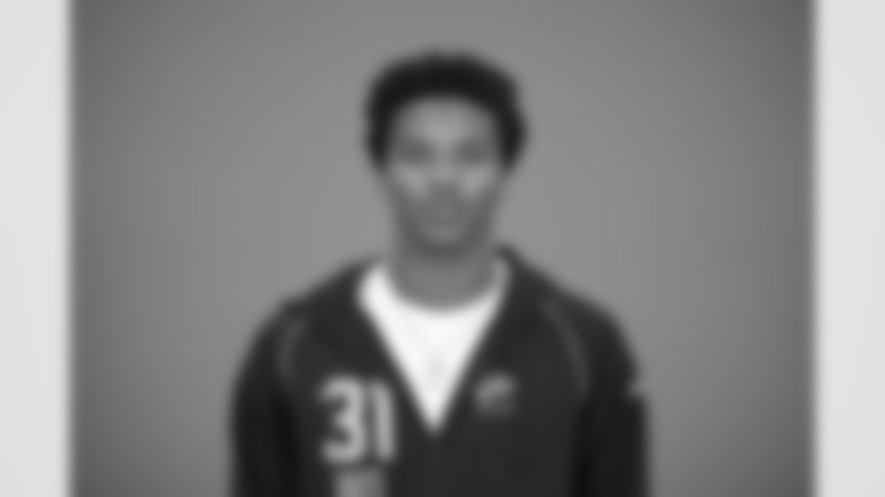 Michigan wide receiver Donaven McCulley (31) poses for a portrait at the NFL football scouting combine in Indianapolis, Wednesday, Feb. 25, 2026 (AJ Mast/AP Content Services for the NFL)