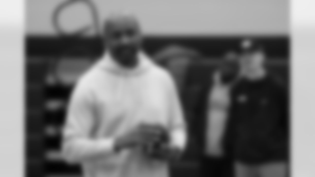 Former NFL defensive back Bobby Taylor speaks during a GENYOUth clinic on Tuesday, Feb. 24, 2026, at Fall Creek Valley Middle School in Indianapolis. (Jerod Ringwald/AP Content Services for the NFL)