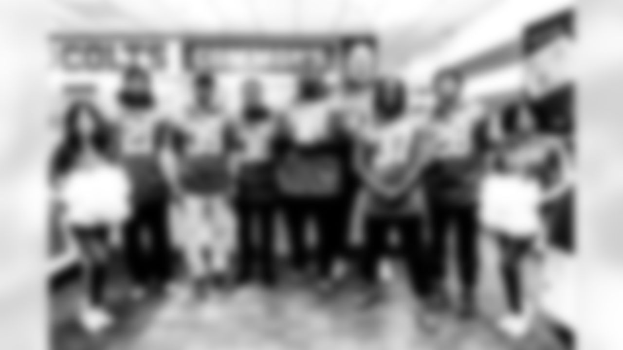 Victoria F., RB D.J. Giddens #21, CB David Long Jr. #39, RB Salvon Ahmed #36, DT Eric Johnson II #98, T Jack Wilson #76, RB Ulysses Bentley IV #37, RB Jonathan Taylor #28 and Jada W.