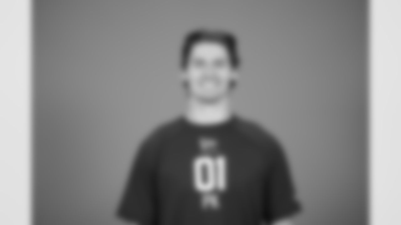 Florida kicker Tommy Doman Jr. (01) poses for a portrait at the NFL football scouting combine in Indianapolis, Tuesday, Feb. 24, 2026 (AJ Mast/AP Content Services for the NFL)