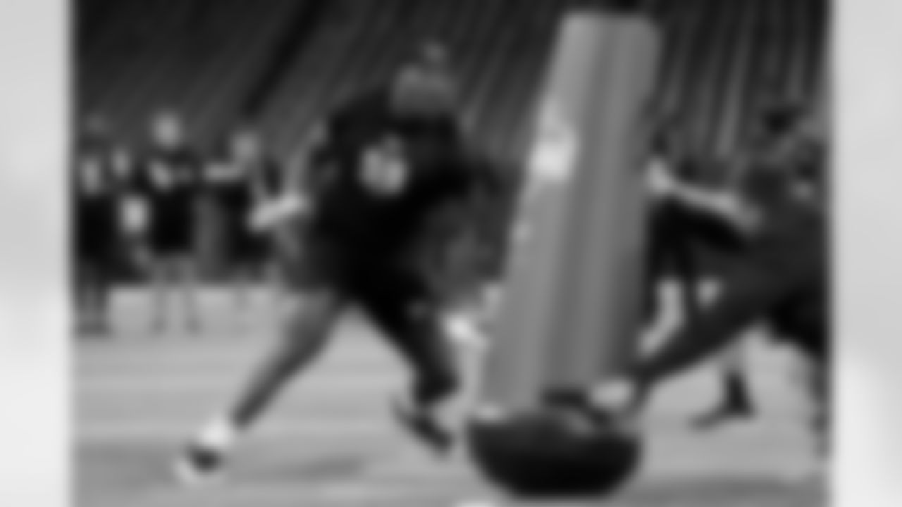 Florida defensive lineman Tyreak Sapp (59) participates in a drill during the 2026 NFL Scouting Combine on Thursday, February 26, 2026 in Indianapolis, Indiana. (Lauren Leigh Bacho/NFL)