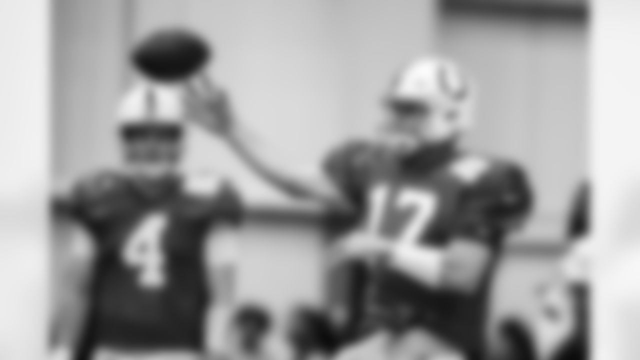 QB Brett Rypien #4 and QB Philip Rivers #17