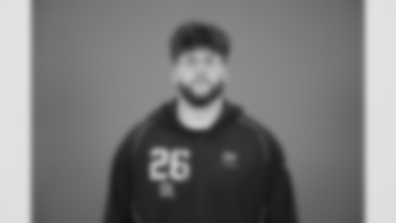 poses for a portrait at the NFL football scouting combine in Indianapolis, Thursday, Feb. 26, 2026 (AJ Mast/AP Content Services for the NFL)