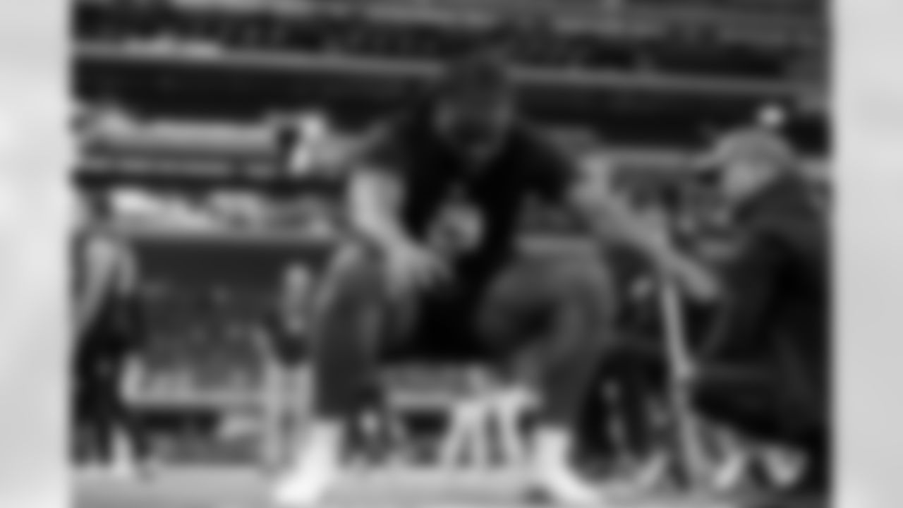 Arizona State offensive lineman Max Iheanachor (29) participates in the broad jump during the 2026 NFL Scouting Combine on Sunday, March 1, 2026 in Indianapolis, Indiana. (Lauren Leigh Bacho/NFL)