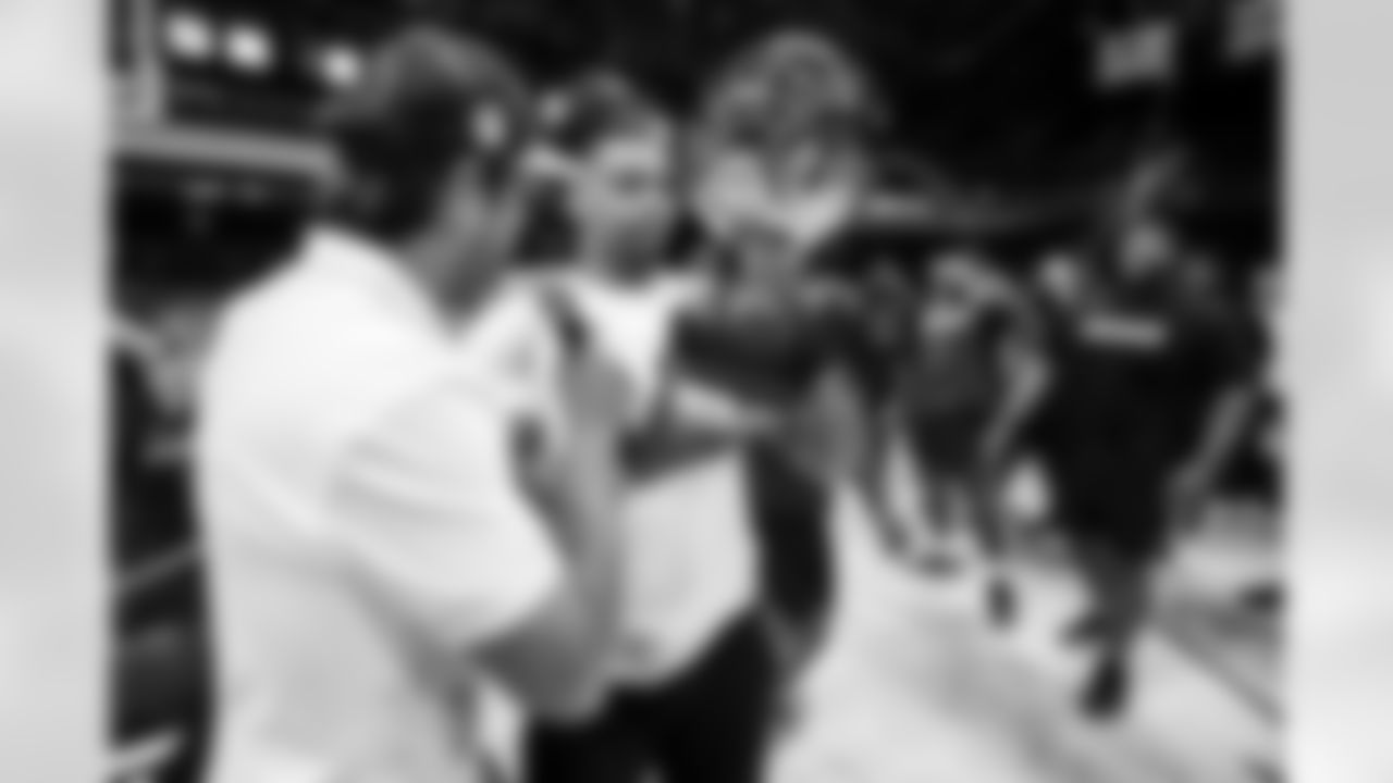 Shane Steichen Head Coach, TE Drew Ogletree #85 and DT Grover Stewart #90