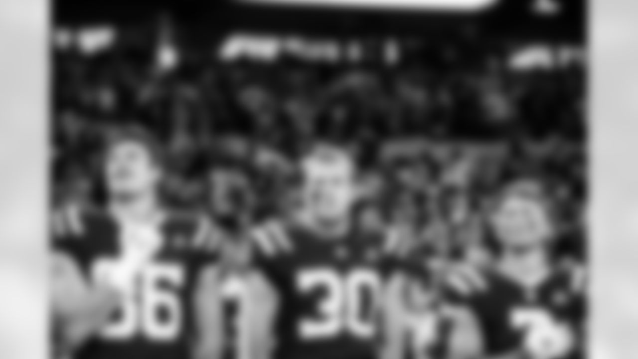 TE Will Mallory #86, S Hunter Wohler #30 and WR Coleman Owen #3