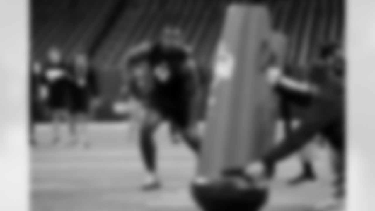 Duke defensive lineman Wesley Williams (62) participates in a drill during the 2026 NFL Scouting Combine on Thursday, February 26, 2026 in Indianapolis, Indiana. (Lauren Leigh Bacho/NFL)