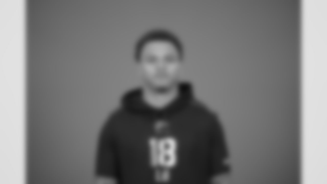 TCU linebacker Namdi Obiazor (18) poses for a portrait at the NFL football scouting combine in Indianapolis, Tuesday, Feb. 24, 2026 (AJ Mast/AP Content Services for the NFL)