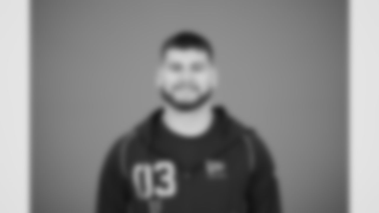 Alabama tight end Josh Cuevas (03) poses for a portrait at the NFL football scouting combine in Indianapolis, Wednesday, Feb. 25, 2026 (AJ Mast/AP Content Services for the NFL)