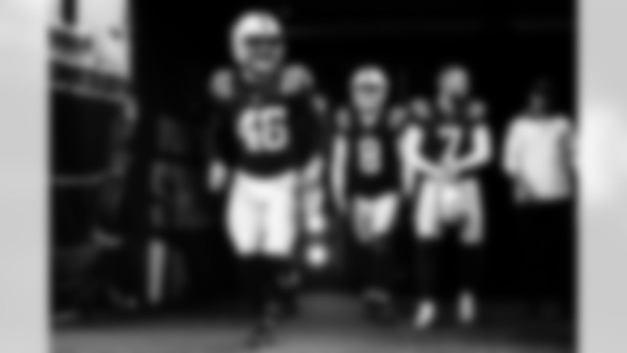 LS Luke Rhodes #46, P Rigoberto Sanchez #8 and K Matt Gay #7