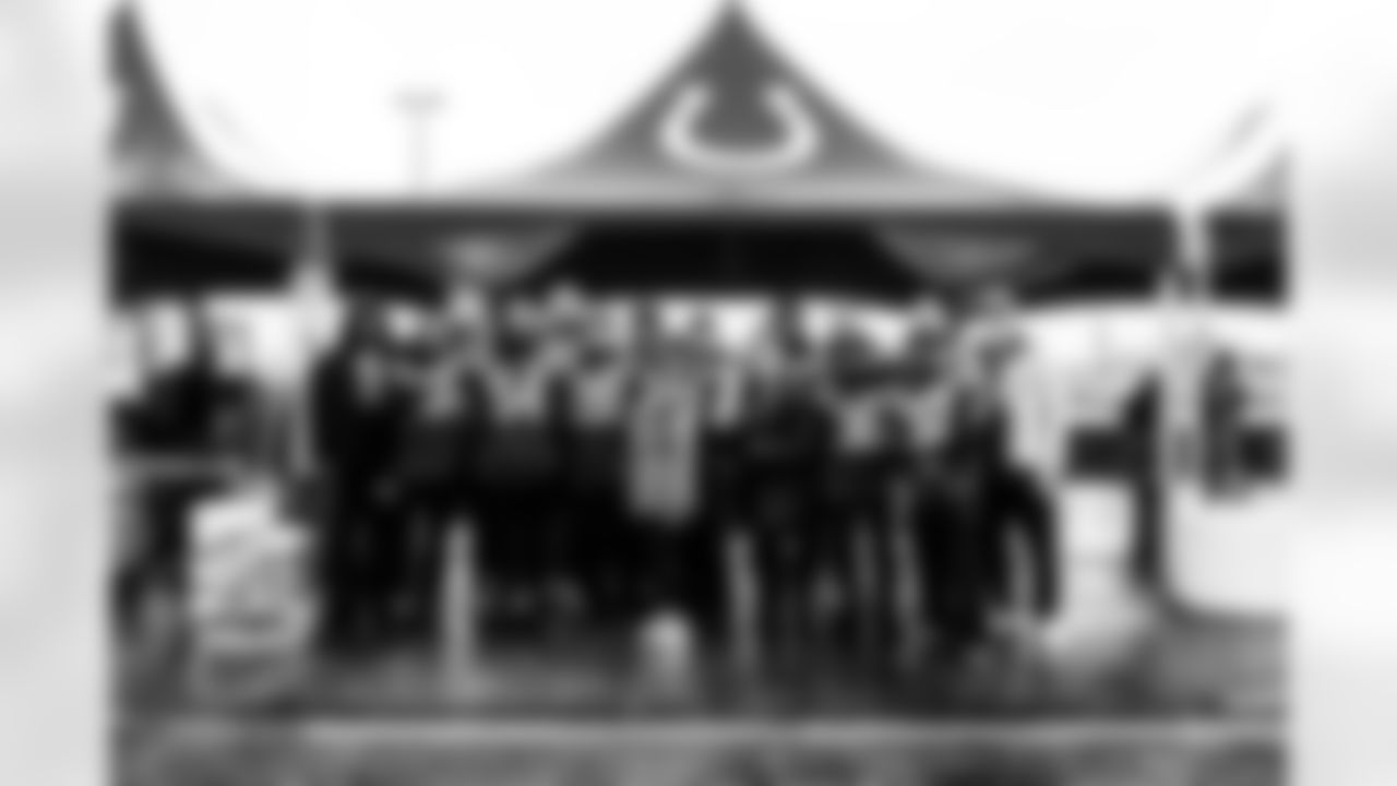 RB DJ Giddens #21, RB Tyler Goodson #31, C Danny Pinter #63, LB Jacob Phillips #54, G Matt Goncalves #71, RB Jonathan Taylor #28, RB Jonathan Taylor #28, S Rodney Thomas II #25, Kalen Jackson - Owner & Chief Brand Officer and President of the Indianapolis Colts Foundation, Kristin Ballard, Nina Steichen, DE Kwity Paye #51, DE Viliami Fehoko Jr. #96, RB Ulysses Bentley IV #37, DE Laiatu Latu #97 and WR Alec Pierce #14
