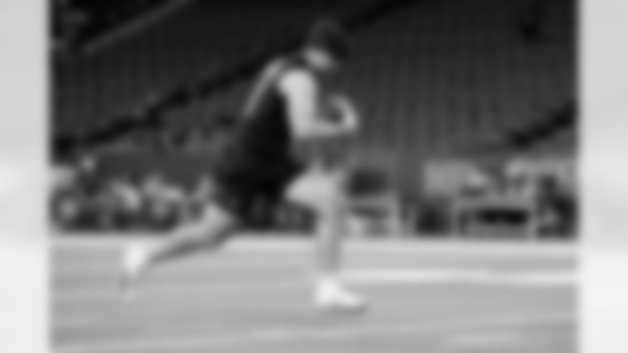Texas Tech linebacker Jacob Rodriguez (21) participates in a drill during the 2026 NFL Scouting Combine on Thursday, February 26, 2026 in Indianapolis, Indiana. (Lauren Leigh Bacho/NFL)
