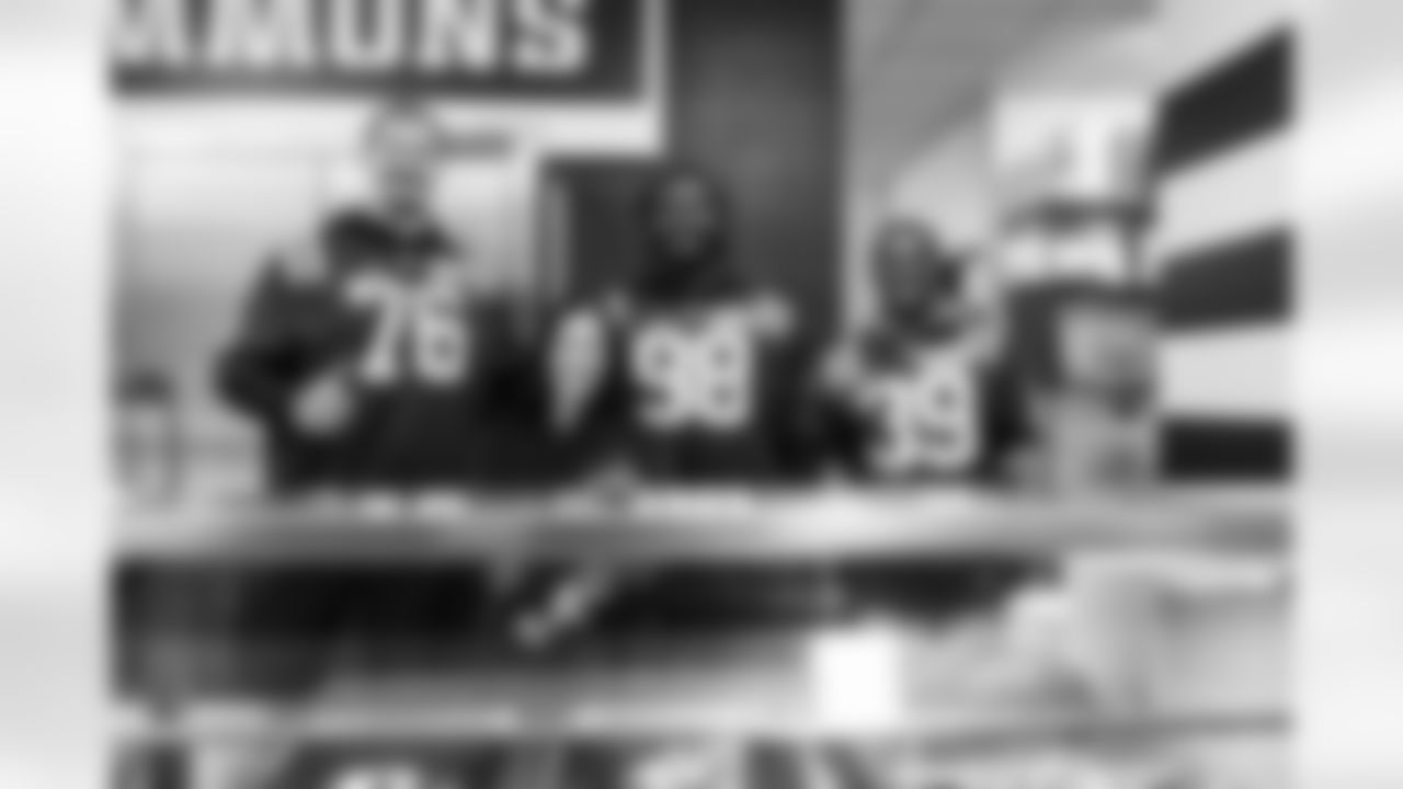 T Jack Wilson #76, Kalen Jackson - Owner & Chief Brand Officer and President of the Indianapolis Colts Foundation, DT Eric Johnson II #98 and CB David Long Jr. #39