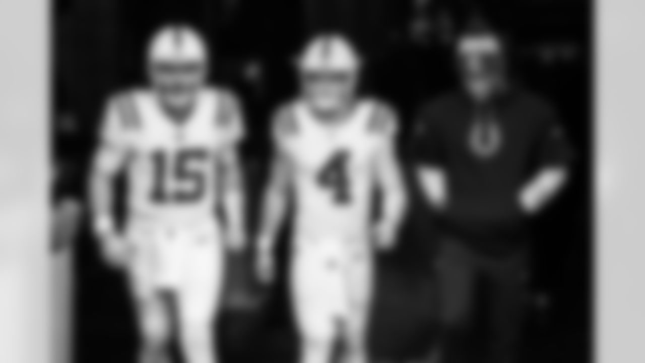 QB Joe Flacco #15, QB Sam Ehlinger #4 and QB Anthony Richardson #5