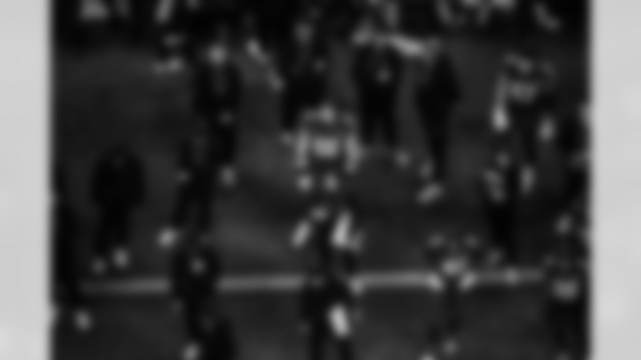 OL Josh Sills #66, CB Jaylon Jones #40, Isabel Diaz - Harriet P. Irsay Fellow, LB Jaylon Carlies #57 and CB Mekhi Blackmon #29