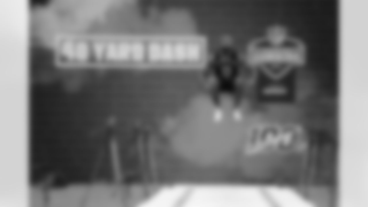 North Carolina State linebacker Germaine Pratt runs the 40-yard dash at the NFL football scouting combine in Indianapolis, Sunday, March 3, 2019. (AP Photo/Michael Conroy)