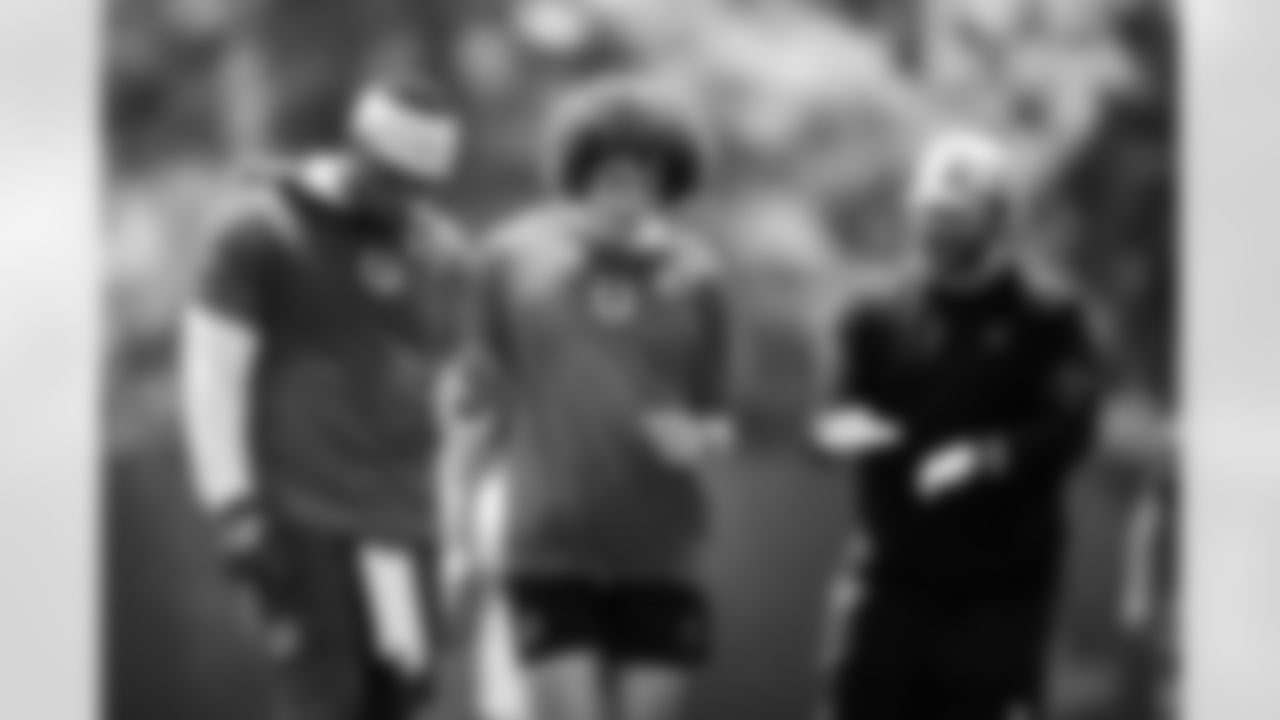 QB Anthony Richardson #5, QB/WR Jason Bean #12 and Alex Tanney Passing Game Coordinator