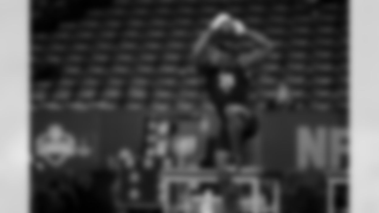 Florida defensive lineman George Gumbs Jr. (39) participates in a drill during the 2026 NFL Scouting Combine on Thursday, February 26, 2026 in Indianapolis, Indiana. (Cooper Neill/NFL)