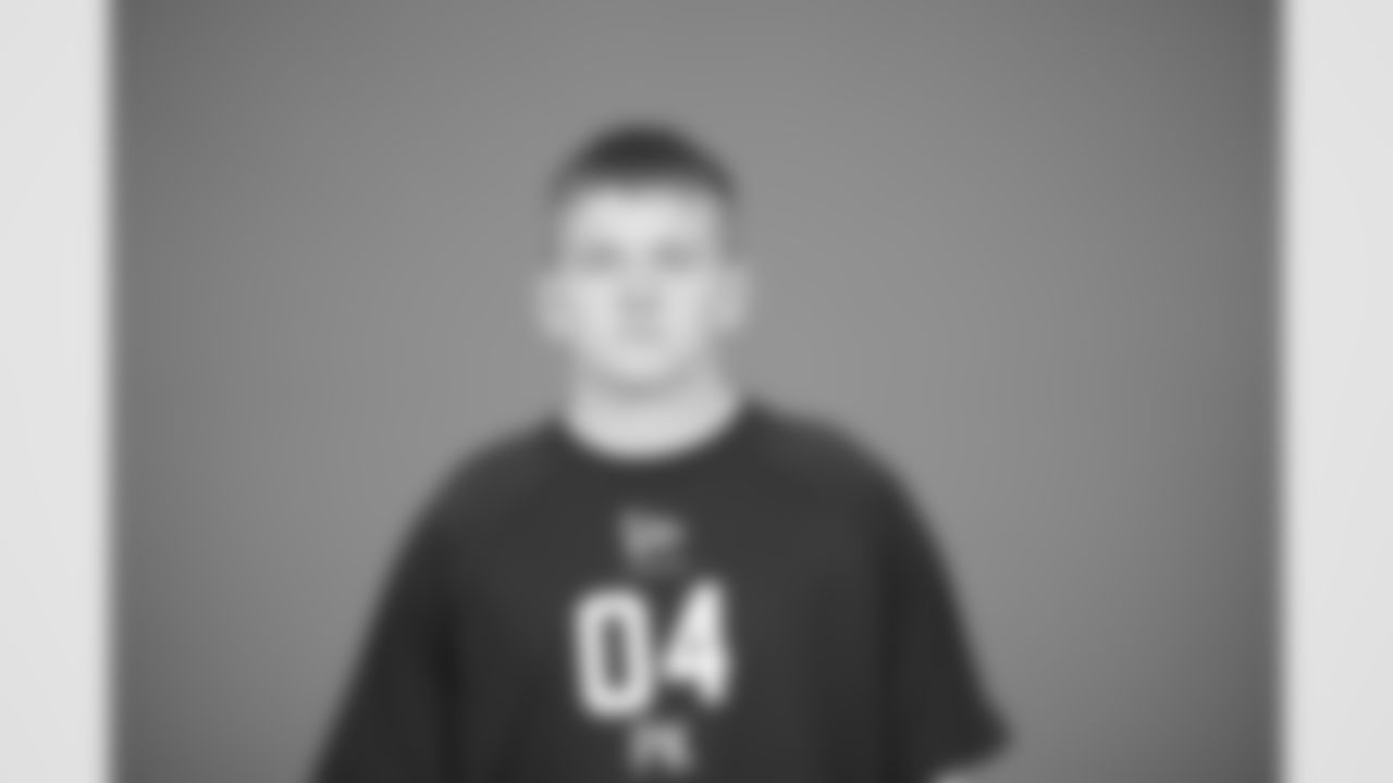 Iowa kicker Drew Stevens (04) poses for a portrait at the NFL football scouting combine in Indianapolis, Tuesday, Feb. 24, 2026 (AJ Mast/AP Content Services for the NFL)