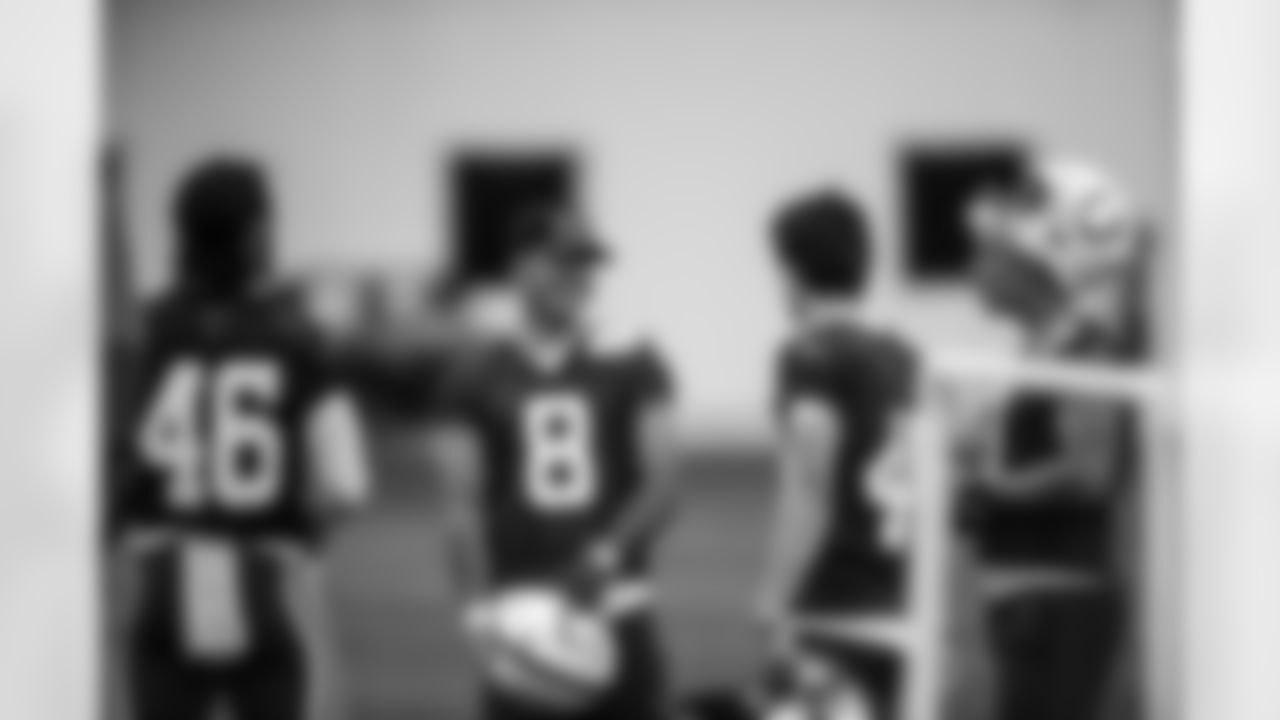 LS Luke Rhodes #46, P Rigoberto Sanchez #8, QB Sam Ehlinger #4 and K Spencer Shrader #3