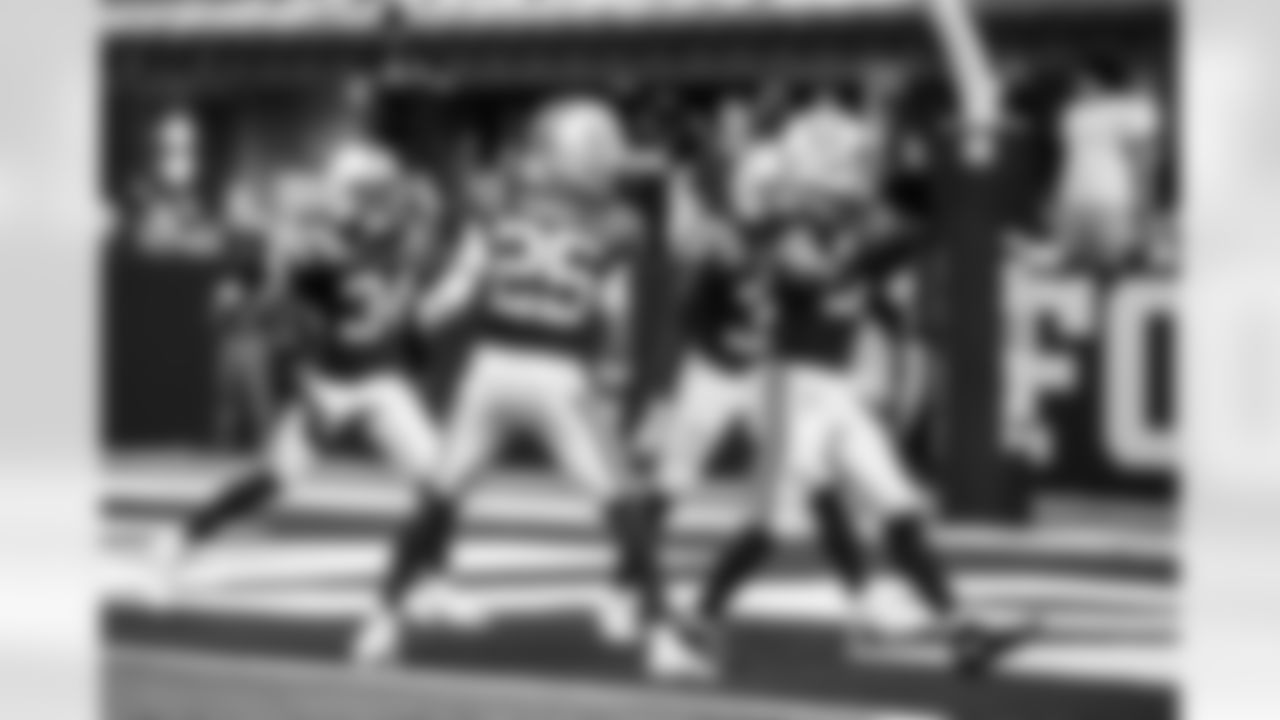 CB Duke Shelley #34, S Rodney Thomas II #25, CB Chris Lammons #38 and S Daniel Scott #32