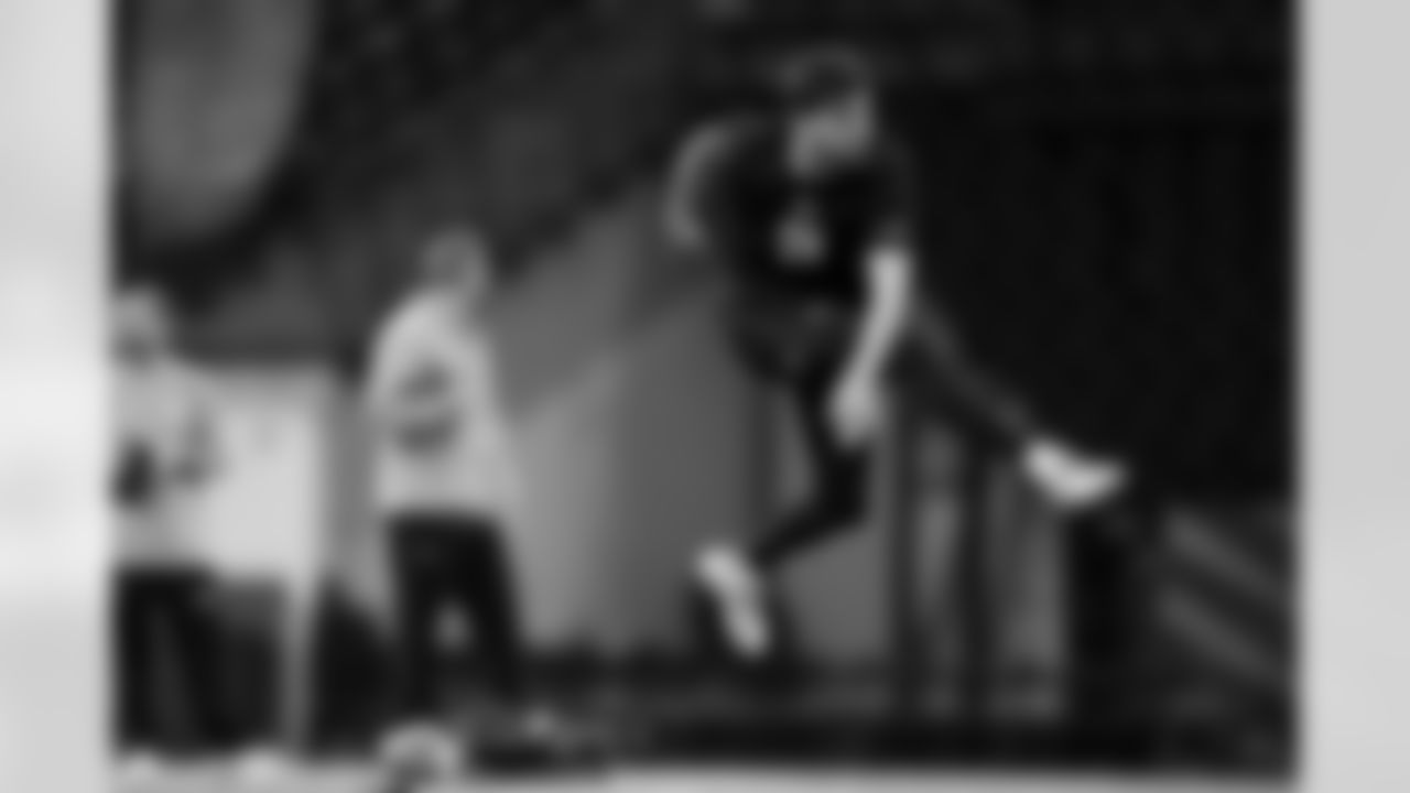 BYU kicker William Ferrin (15) participates in a drill during the 2026 NFL Scouting Combine on Wednesday, February 25, 2026 in Indianapolis, Indiana. (Cooper Neill/NFL)