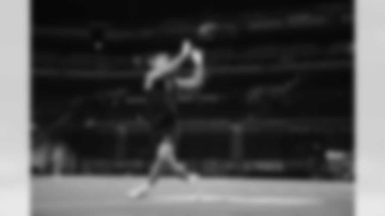 Stanford tight end Sam Roush (21) participates in a drill during the 2026 NFL Scouting Combine on Friday, February 27, 2026 in Indianapolis, Indiana. (Cooper Neill/NFL)