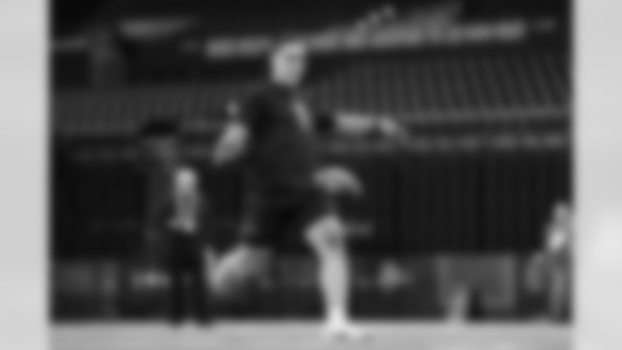 Kentucky kicker Aidan Laros (11) participates in a drill during the 2026 NFL Scouting Combine on Wednesday, February 25, 2026 in Indianapolis, Indiana. (Cooper Neill/NFL)