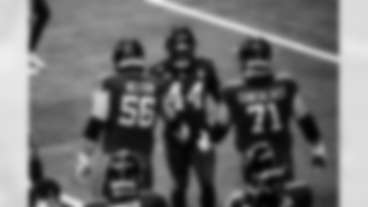 G Quenton Nelson #56, LB Zaire Franklin #44 and G Matt Goncalves #71