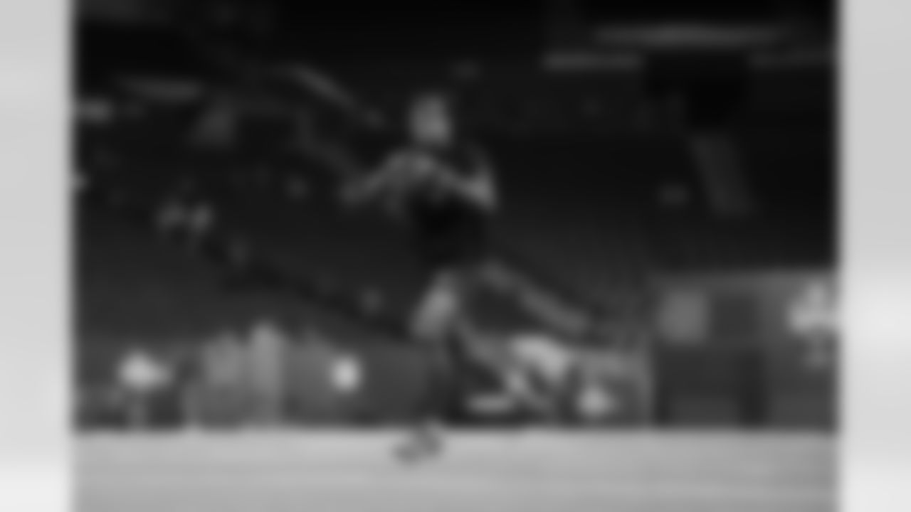 Southern California defensive back Bishop Fitzgerald (35) participates in a drill during the 2026 NFL Scouting Combine on Friday, February 27, 2026 in Indianapolis, Indiana. (Cooper Neill/NFL)