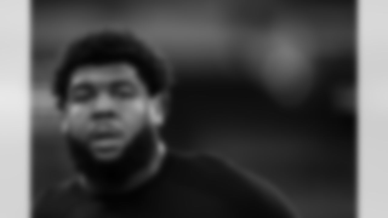 Miami offensive lineman Anez Cooper (15) participates in a drill during the 2026 NFL Scouting Combine on Sunday, March 1, 2026 in Indianapolis, Indiana. (Cooper Neill/NFL)