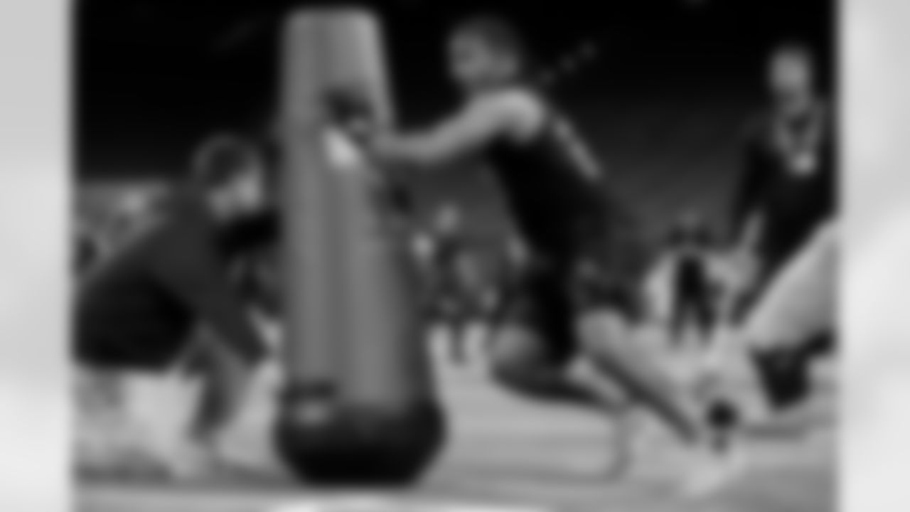 Texas A&M linebacker Taurean York (29) participates in a drill during the 2026 NFL Scouting Combine on Thursday, February 26, 2026 in Indianapolis, Indiana. (Lauren Leigh Bacho/NFL)