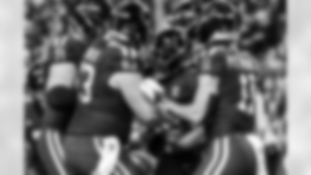 G Matt Goncalves #71, C Danny Pinter #63, RB Jonathan Taylor #28 and WR Michael Pittman Jr. #11