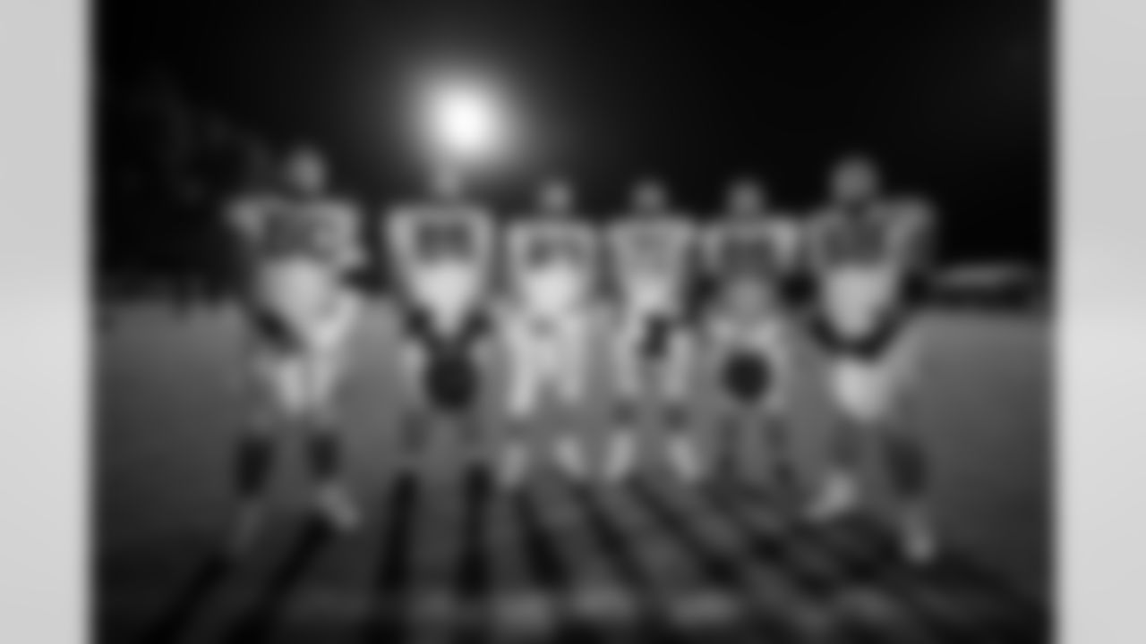 G Tanor Bortolini #60, G Josh Sills #66, C Danny Pinter #63, T Matt Goncalves #71, G Quenton Nelson #56 and G Dalton Tucker #68