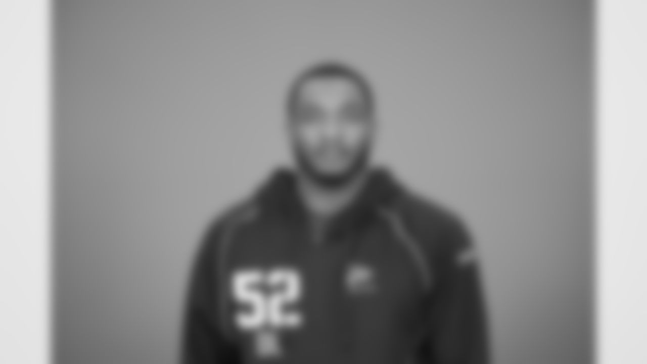 Michigan defensive lineman Derrick Moore (52) poses for a portrait at the NFL football scouting combine in Indianapolis, Tuesday, Feb. 24, 2026 (AJ Mast/AP Content Services for the NFL)