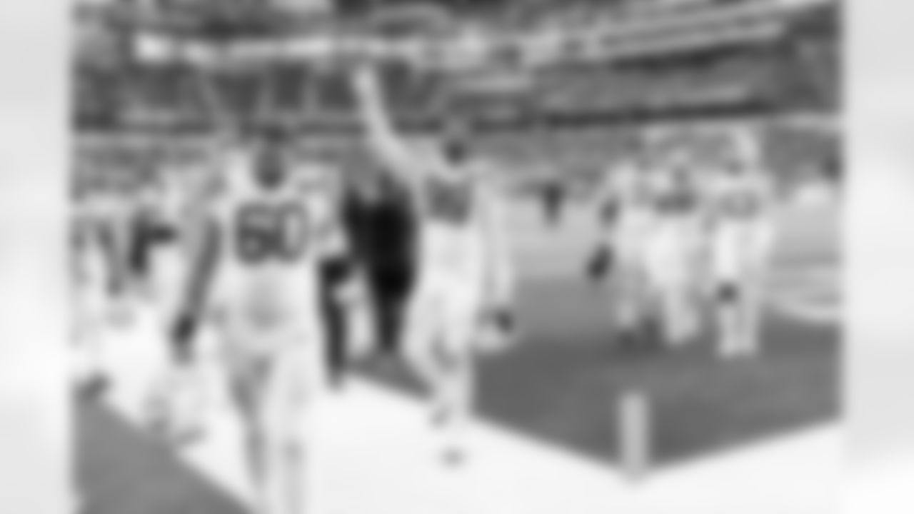 S Trey Washington #41, CB Cameron Mitchell #43, G Tanor Bortolini #60, QB Brett Rypien #4, DT DeForest Buckner #99, G Matt Goncalves #71, G Dalton Tucker #68 and C Danny Pinter #63