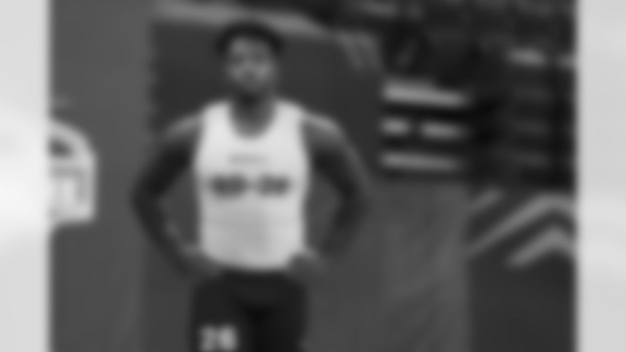 Troy running back Kimani Vidal looks on during the 2024 NFL Scouting Combine on Saturday, March 2, 2024 in Indianapolis, Indiana. (Kevin Sabitus/NFL)