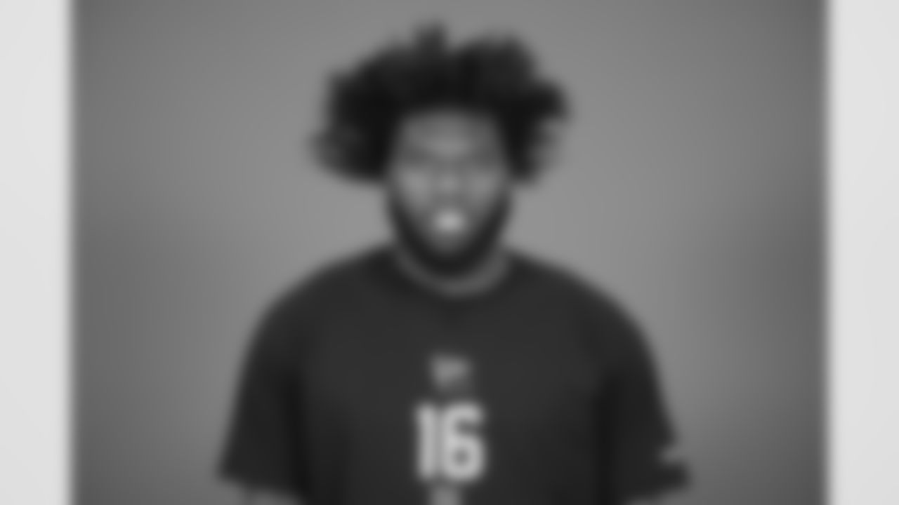 Florida State defensive lineman Darrell Jackson Jr. (16) poses for a portrait at the NFL football scouting combine in Indianapolis, Tuesday, Feb. 24, 2026 (AJ Mast/AP Content Services for the NFL)