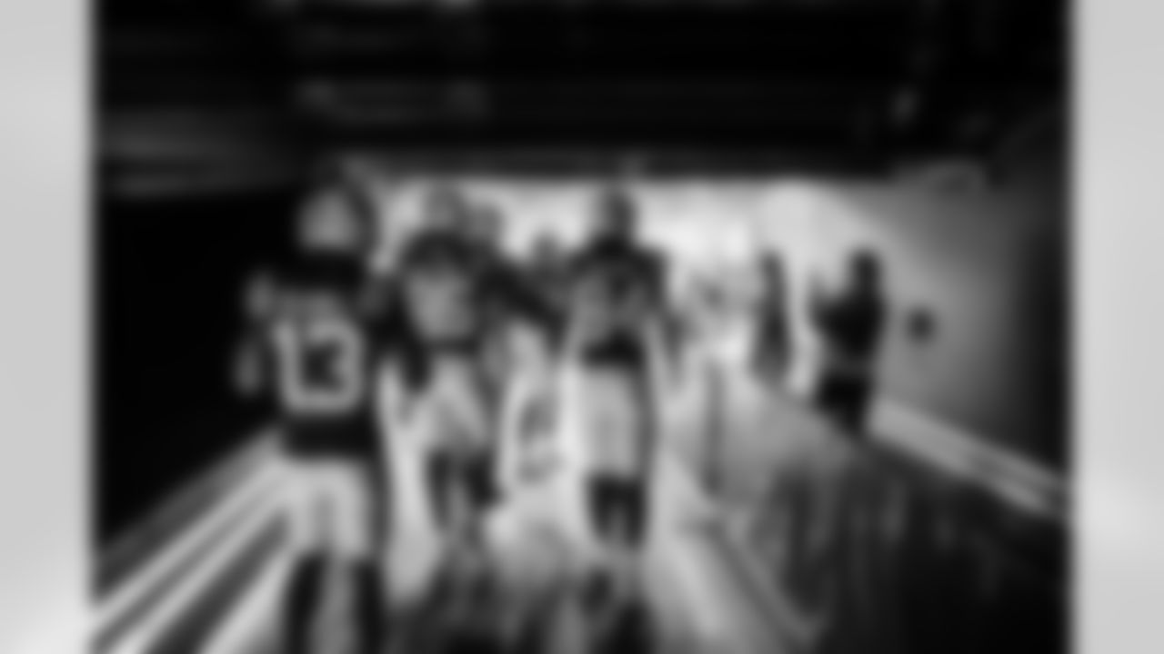 WR Laquon Treadwell #13, TE Drew Ogletree #85, WR Alec Pierce #14, TE Tyler Warren #84 and Veronica Smith - Social Media Intern