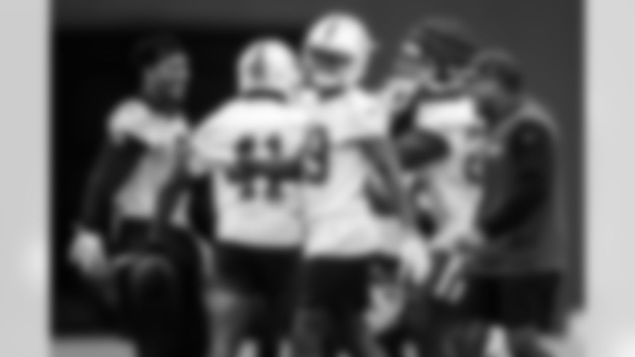 S Camryn Bynum #0, CB Alex Johnson #39 and Brent Jackson Defensive Quality Control