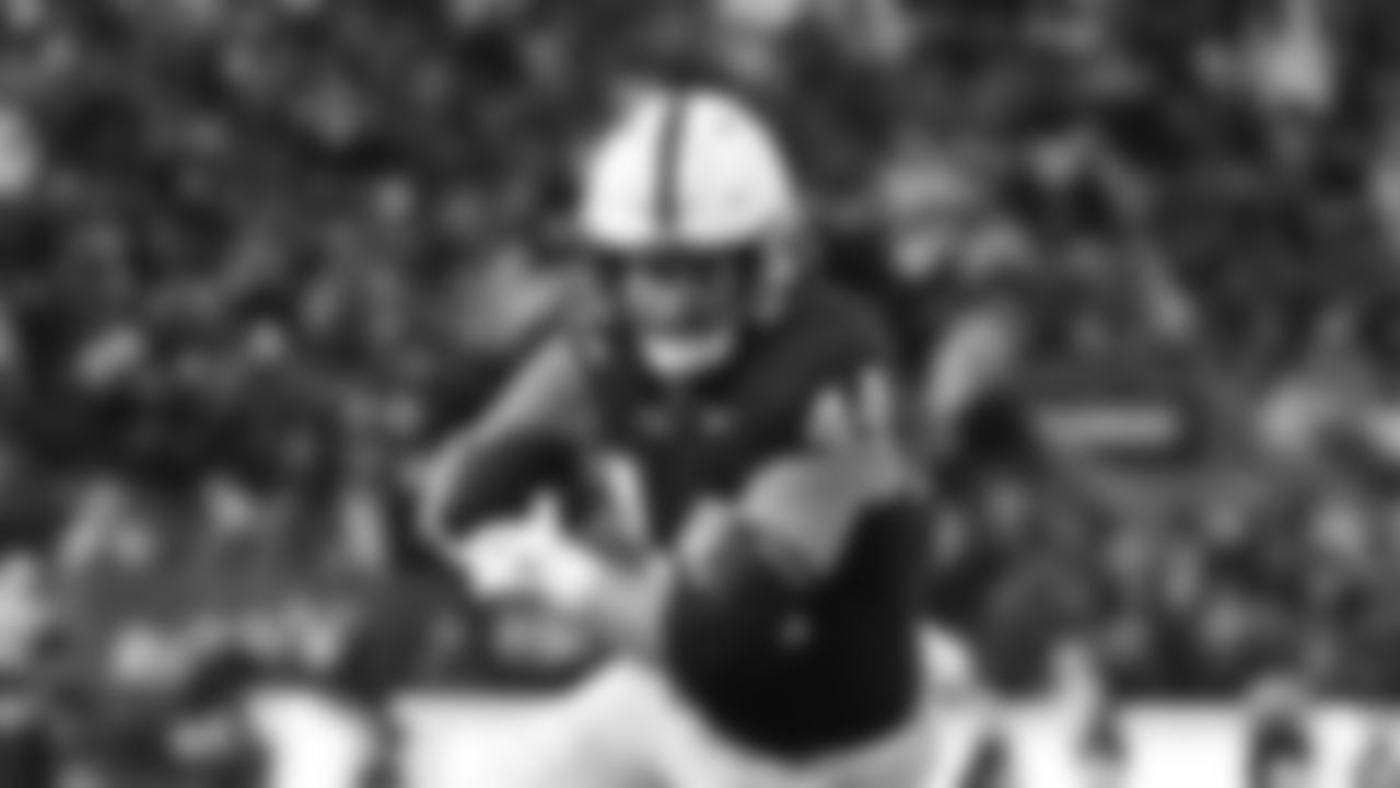 Penn State tight end Tyler Warren (44) catches a pass against Maryland during the first quarter of an NCAA college football game, Saturday, Nov. 30, 2024, in State College, Pa. (AP Photo/Barry Reeger)