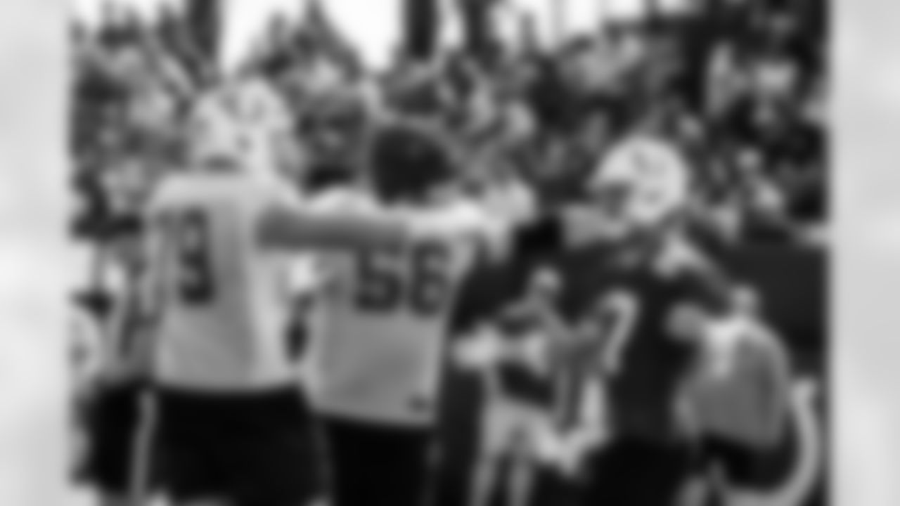 QB Daniel Jones #17, G Quenton Nelson #56 and T Bernhard Raimann #79