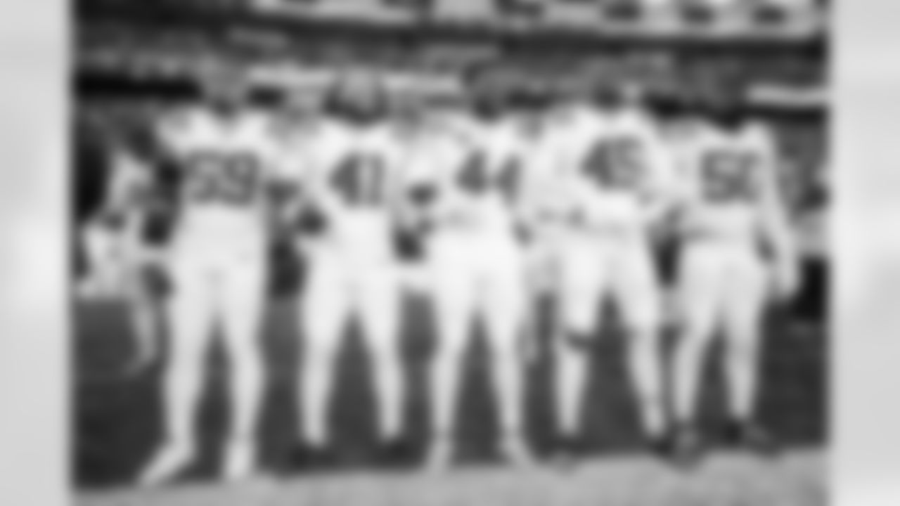 LB Cameron McGrone #59, LB Grant Stuard #41, LB Zaire Franklin #44, LB E.J. Speed #45 and LB Segun Olubi #50