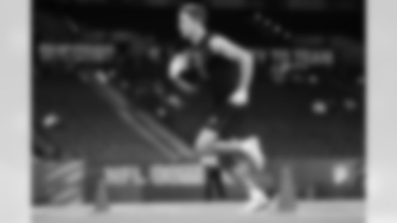 Texas defensive back Michael Taaffe (51) participates in a drill during the 2026 NFL Scouting Combine on Friday, February 27, 2026 in Indianapolis, Indiana. (Cooper Neill/NFL)