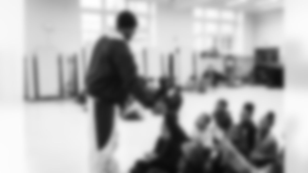 WASHINGTON, DC – DEC 09: Images of Johnson Johnson at his school visit at Malcolm X Elementary in Washington, DC on DECEMBER 09, 2025 (Photo by Taylor Sims for Washington Commanders)