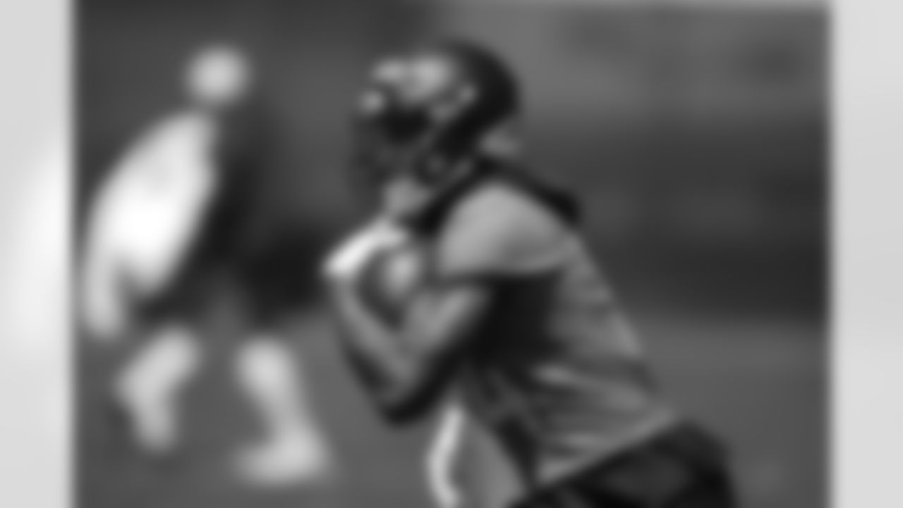 Denver Broncos wide receiver Courtland Sutton (14) takes part in drills during an NFL football team practice Thursday, June 5, 2025, in Centennial, Colo. (AP Photo/David Zalubowski)