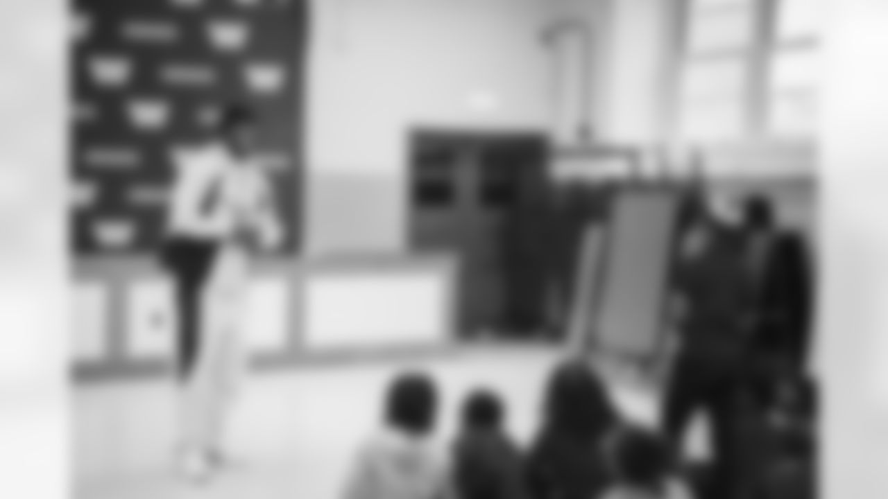 WASHINGTON, DC – DEC 09: Images of Johnson Johnson at his school visit at Malcolm X Elementary in Washington, DC on DECEMBER 09, 2025 (Photo by Taylor Sims for Washington Commanders)